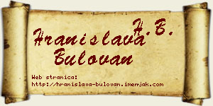 Hranislava Bulovan vizit kartica